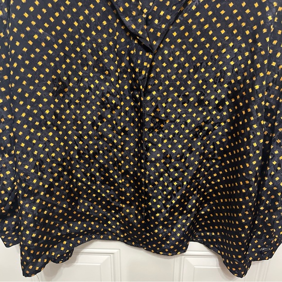 Ms. RUSS Navy and Gold Patterned Blouse - Picture 3 of 8